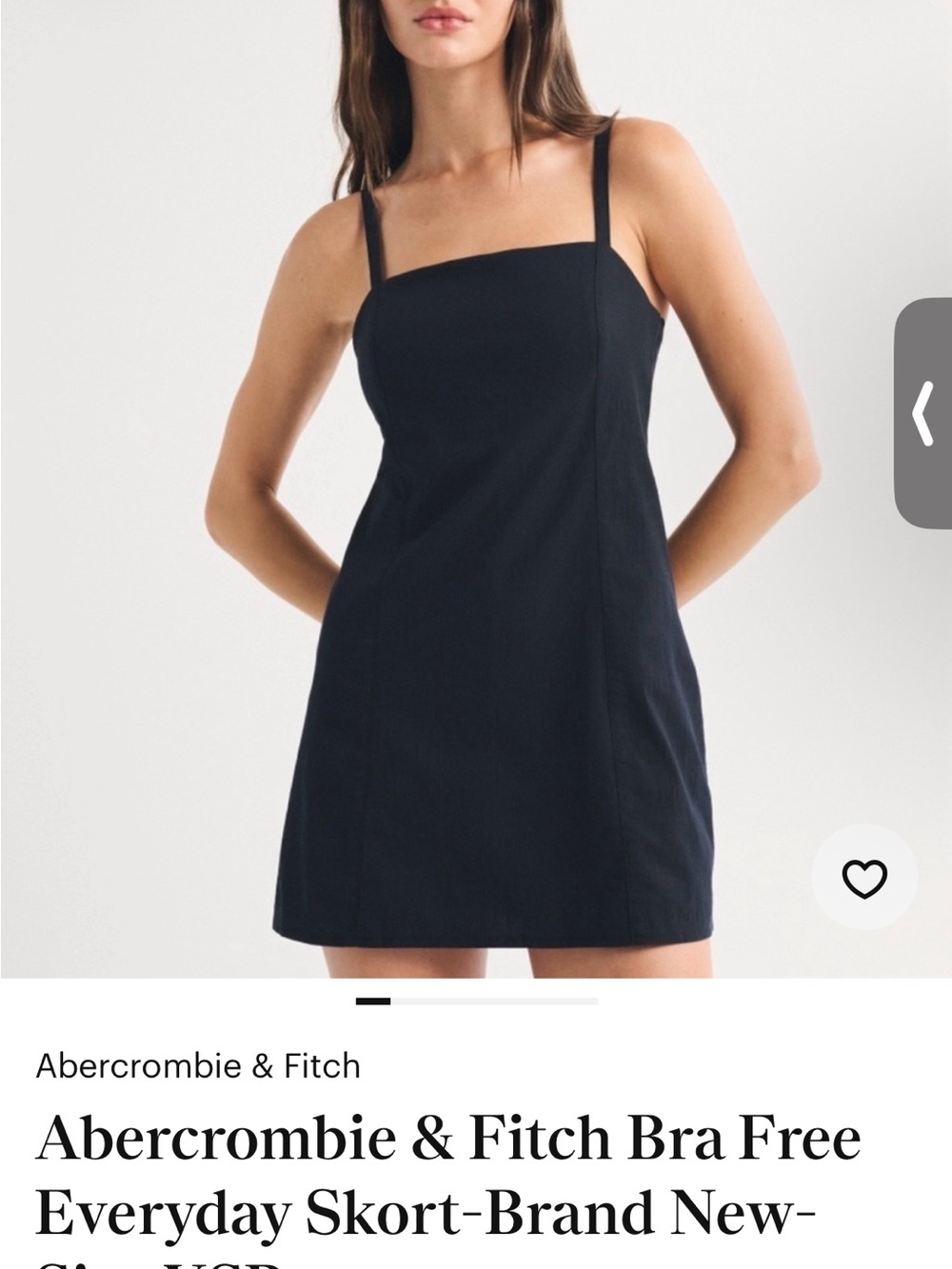 Abercrombie & Fitch black Spaghetti Strap Dress linen everyday skort MT tall